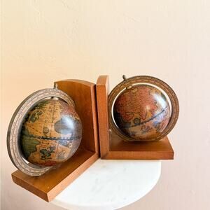 Anthropologie Globe Bookends - Brown and Gold